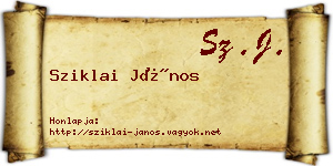 Sziklai János névjegykártya