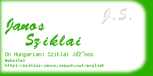 janos sziklai business card